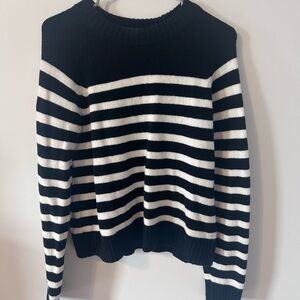 GAP Black and White Striped Crew Neck Sweater